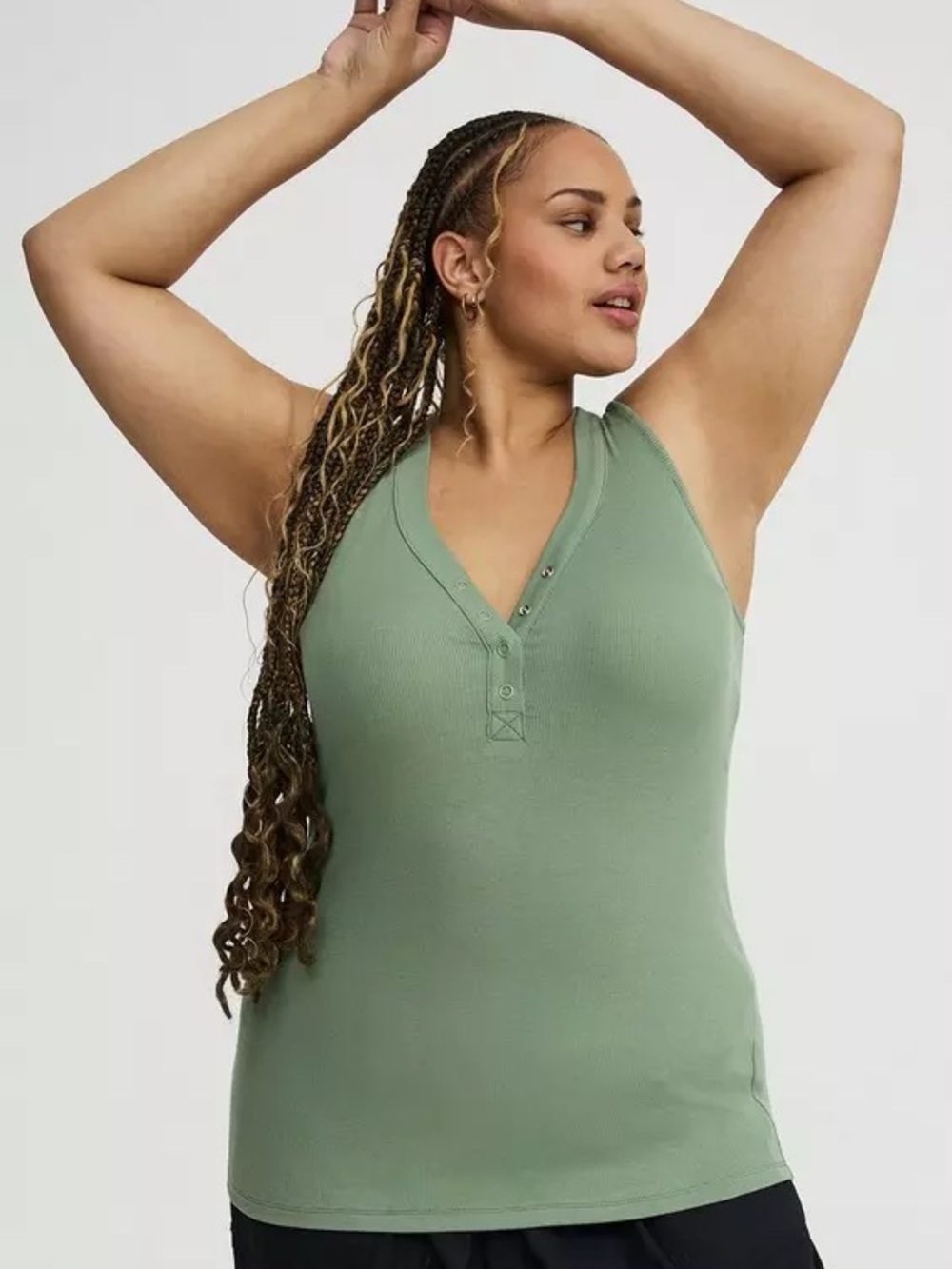 Torrid Cotton Modal Curved Henley Tank Top